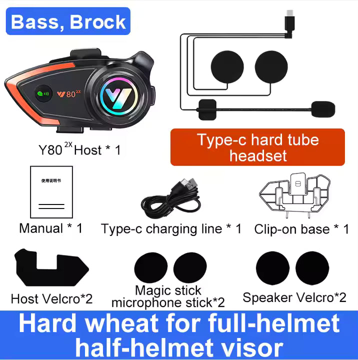 Motech Y80 2X Intercom  Headset for 2Riders